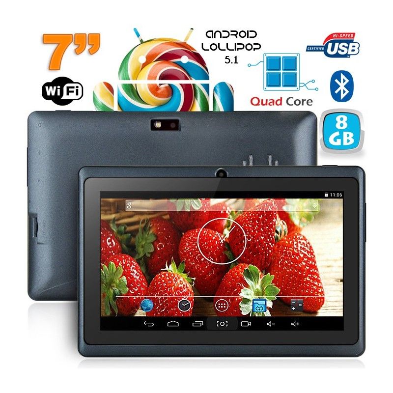 Tablette 7 pouces Bluetooth Quad Core Android 5.1 Lollipop 8Go Noir